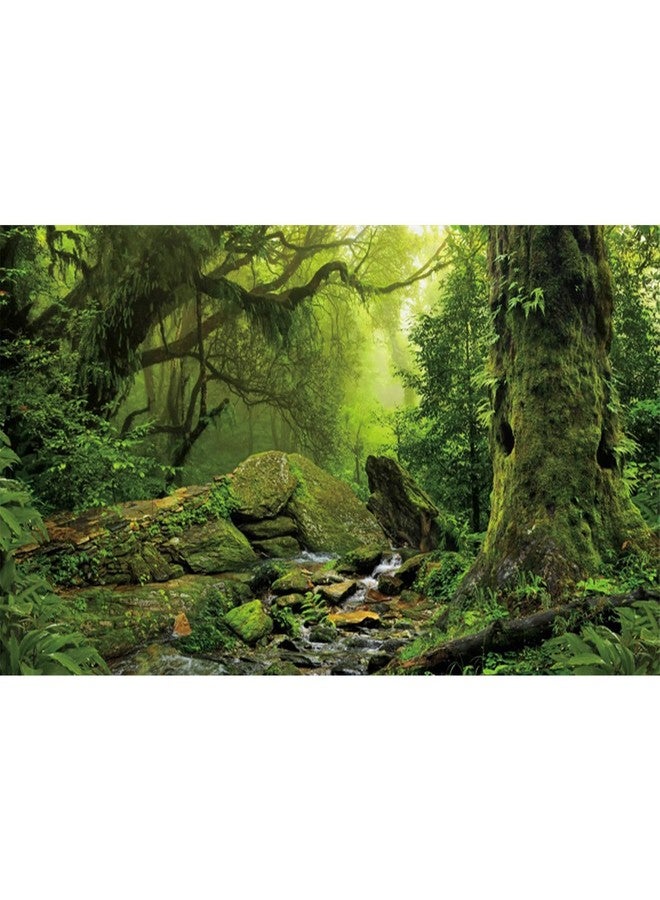 AWERT Tropical Forest Terrarium Background Stream Green Huge Tree Reptile Habitat Background Foggy Rainforest Aquarium Background 36x18 inches Durable Polyester Background - Image 1